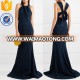 Navy Tie Back Crepe Gown For Ladies Manufacture Wholesale Fashion Women Apparel (T9042D)