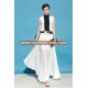 Ladies' Fashion White & Black Long Dress without sleeve