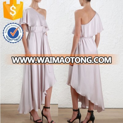 Asymmetric Ruffled Maxi Dresses For Ladies Manufacture Wholesale Fashion Women Apparel (TS1591D)