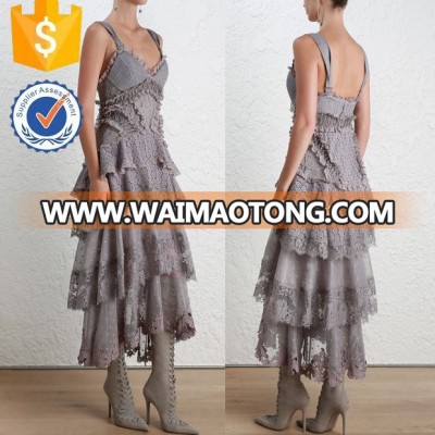 Layered Sleeveless Maxi Dresses For Ladies Manufacture Wholesale Fashion Women Apparel (TS1590D)